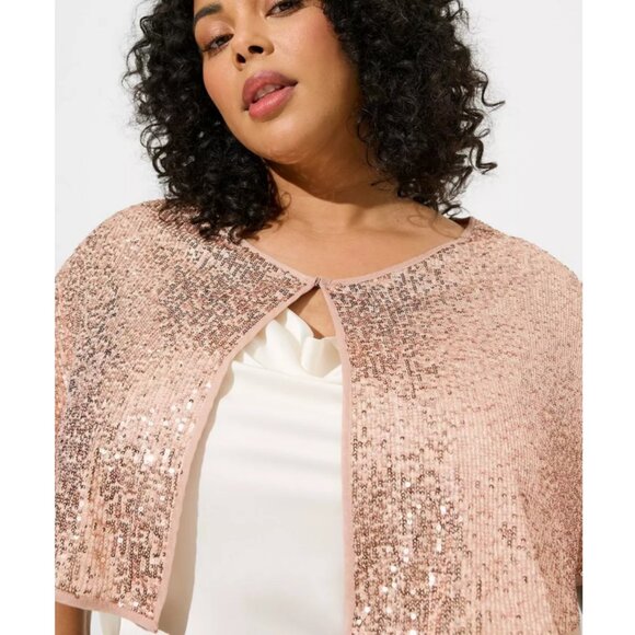 NWT Torrid Champagne Sequined Bolero Cover-Up ~ One Size - Picture 3 of 10